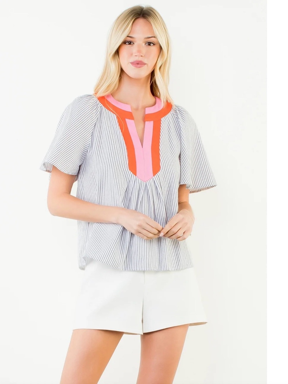THML Seersucker Karyn Stripe Blouse - Medium